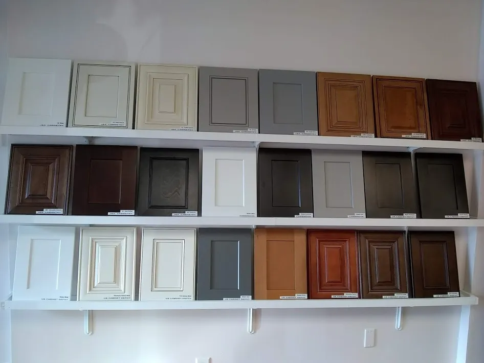 Wall of cabinet door styles and colors